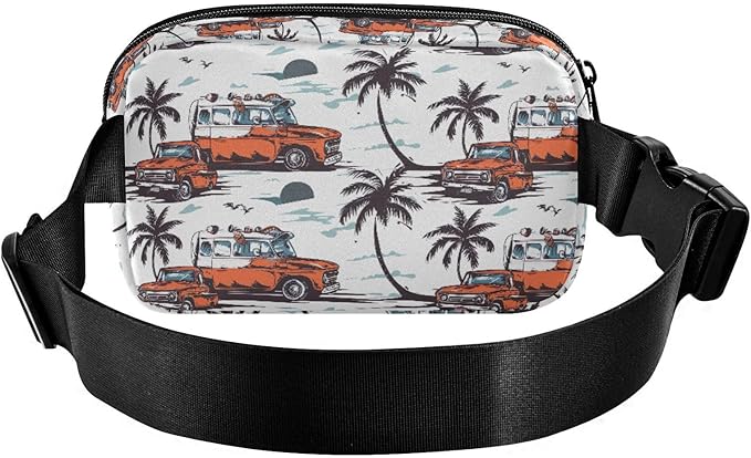 Beach Coconut Tree Surf Trucks Fanny Pack for Women Men Water Resistant Fashion Waist Packs with Adjustable Strap Belt Bag for Travel Workout Jogging Hiking 21219397