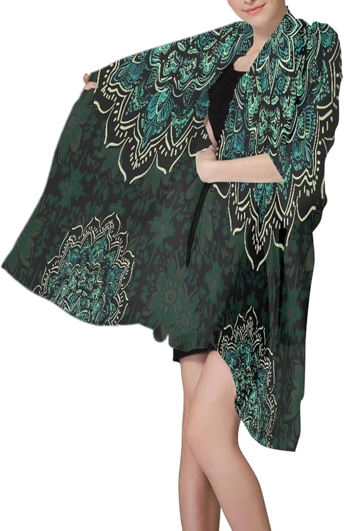Dark Green Boho Flower Print Soft Beach Towel 66x44 inch,Woven Microfiber Sand Free Beach Towel Lightweight Beach Bath Towel for Adult Teenagers, Quick Dry Pool Towel Decorative Size S