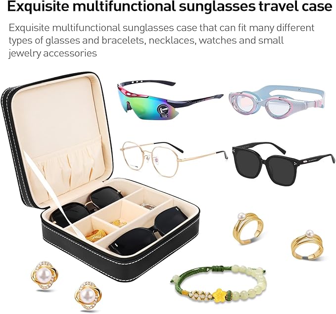 Travel Sunglasses Organizer, Sunglasses Travel Case for Multiple Pairs, Multiple Glasses Travel Case for Women, Men