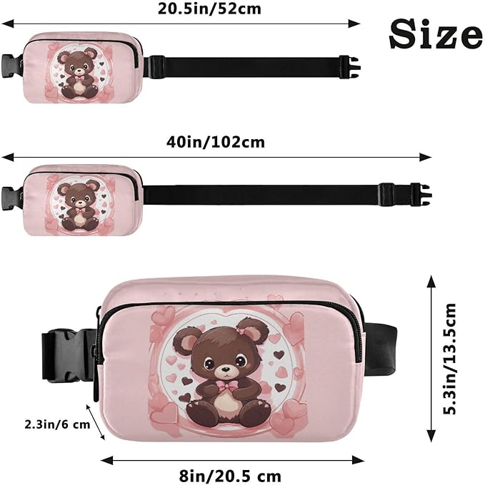 Valentine Teddy Bear Fanny Pack for Women Men Water Resistant Fashion Waist Packs with Adjustable Strap Belt Bag for Travel Workout Jogging Hiking 21217795