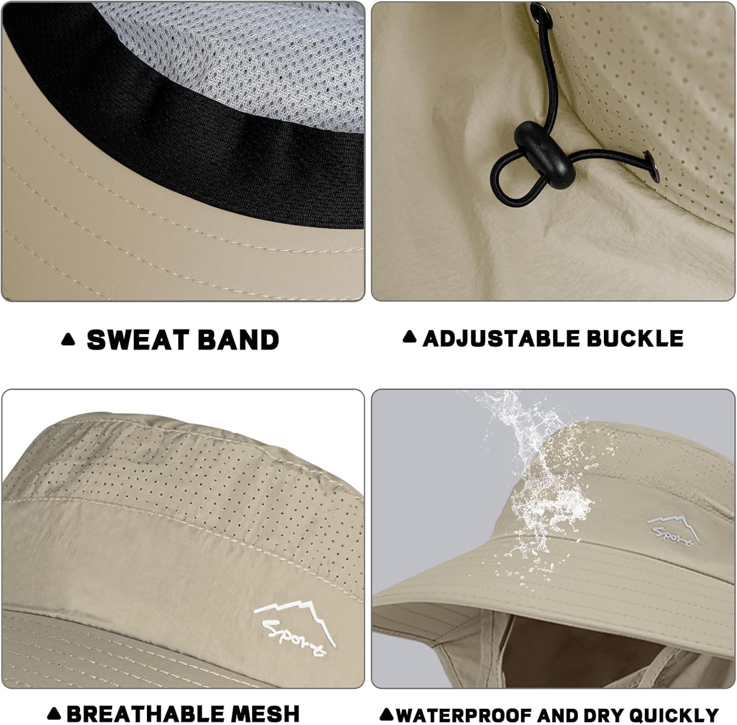 Rosoz Sun Hat for Men Women with Neck Flap,Wide Brim UPF50+ Fishing Hat with Detachable Face Cover Outdoor Sun Protection Hat