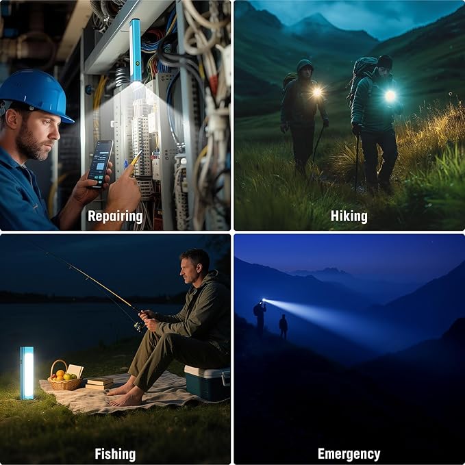 Pocket Flashlight, 1200 Lumens Rechargeable EDC Flashlight with Clip, USB-C Port, 3 Modes Waterproof Warning Light for Working, Camping, Repairing, Emergencies (Blue, 1PCS)