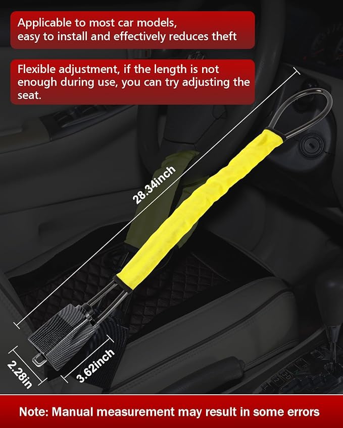 2026 Upgraded Steering Wheel Lock, Seatbelt Lock, Universal Anti-Theft Device, Car Lock, Anti-Theft Device with 3 Keys, Suitable for Most Vehicles, Trucks, SUVs, Vans (Yellow)
