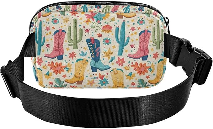 Cute Cowboy Boots Fanny Pack for Women Men Water Resistant Fashion Waist Packs with Adjustable Strap Belt Bag for Travel Workout Jogging Hiking 21220203