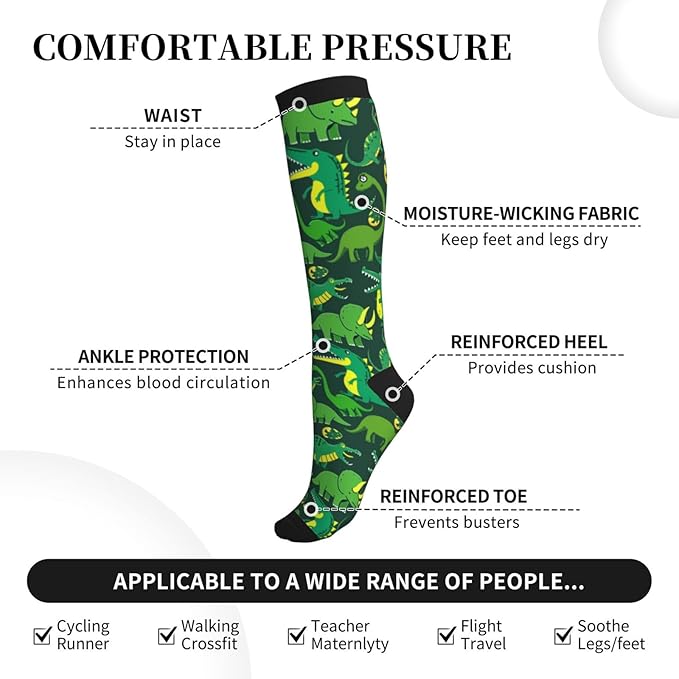 Compression Socks Knee High Circulation Support Socks For Women Men Athletic Running Work Hiking Cycling Travel