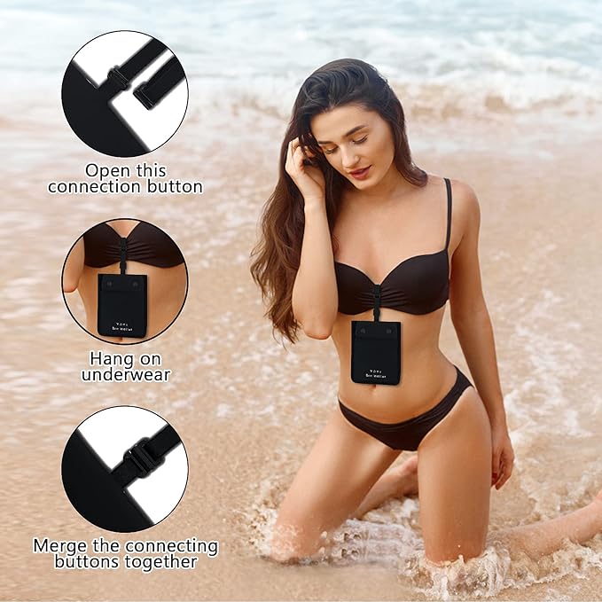 YOYI YOYI RFID Undercover Bra Wallet,Travel Pouch,Secret Pocket - Credit Cards & Money & Valuables with Adjustable,Elastic Strap Suitable for All Bra Sizes Large