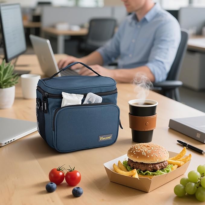 BALEINE Insulated Lunch Bag for Men Women, 15 Can Leakproof Cooler Bag with Adjustable Shoulder Strap for Work Picnic, Lunch Box for Women Men (Medium, Grey)