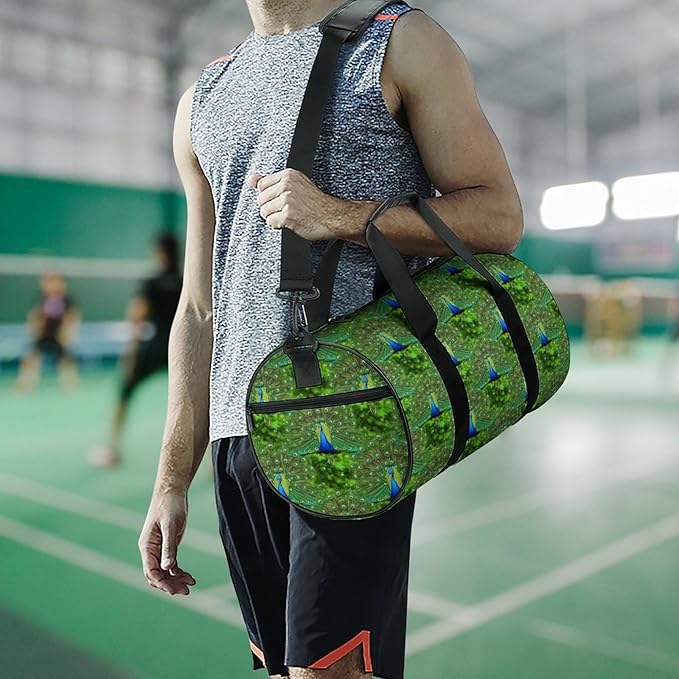 Overnight Weekender Travel Bag Peacock Feather Gym Sports Travel Workout Bag Basketball Football Weekender Bags