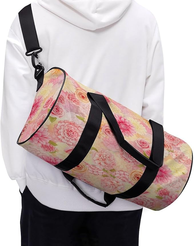 Durable Travel Gym Sports Bag Petal Roses Blush Pink Workout Lightweight Foldable Overnight Bag Training Workout Bags