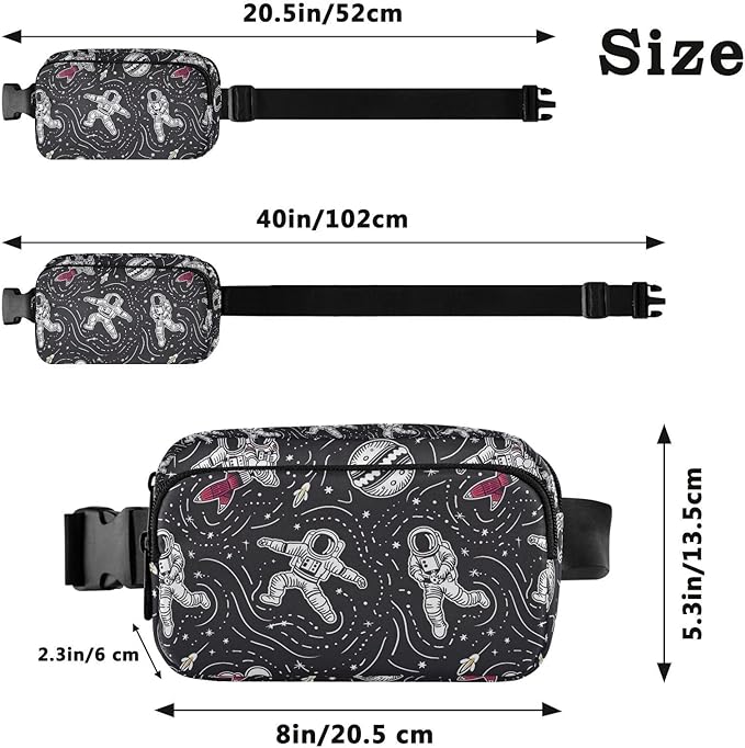 Universe Space Planet Astronauts Fanny Pack for Women Men Water Resistant Fashion Waist Packs with Adjustable Strap Belt Bag for Travel Workout Jogging Hiking 21219418
