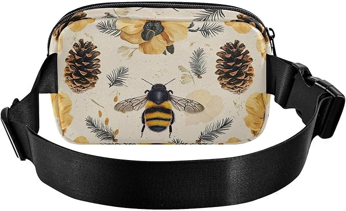 Bees and Pine Cones Fanny Pack for Women Men Water Resistant Fashion Waist Packs with Adjustable Strap Belt Bag for Travel Workout Jogging Hiking 21219204