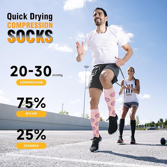bropite Flora Compression Socks for Women & Men-Knee high 6 Pairs 20-30mmhg Support Running Nurse Travel