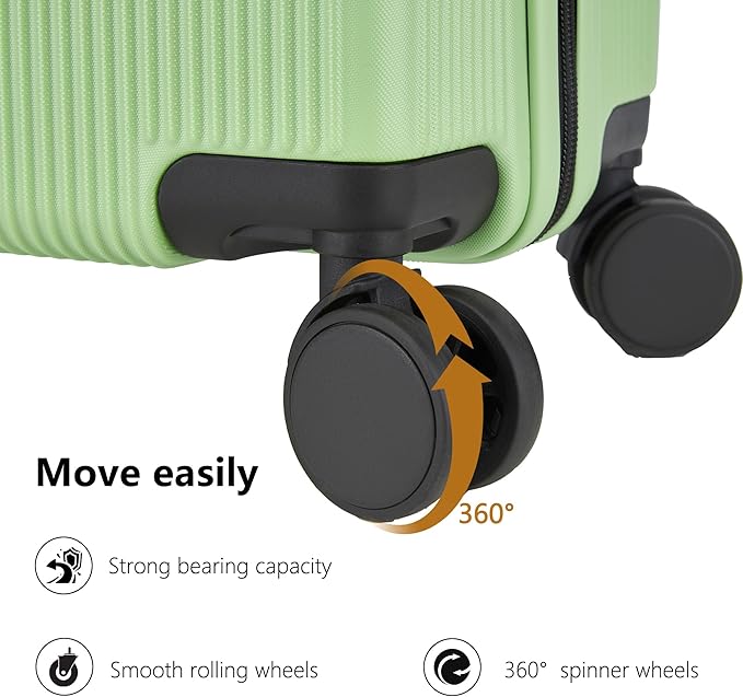 Carry On Luggage with TSA Lock, Carry on Suitcase 22x14x9 Airline Approved, Carry-on luggage with 360° Spinner Wheels, Hardside 20 Inch Lightweight Hard Shell Suitcase (Green, 20-Inch)