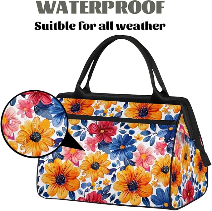 Spring Colorful Flower Overnight Weekender Bag for Women Men Travel Duffel Bags Waterproof Luggage Carry on Sports Yoga Gym Bag