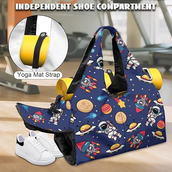 Mens Gym Bags with Yoga Mat Holder Mens Duffle Bag with Inner Pocket, Shoe Compartment, Small Travel Bag Ventilated Lightweight Gift for Soldier