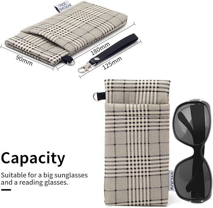 Face Shadow Double Glasses Case Soft Eyeglass Case For Women Men Squeeze Top Sunglasses Case With Cleaning Cloth