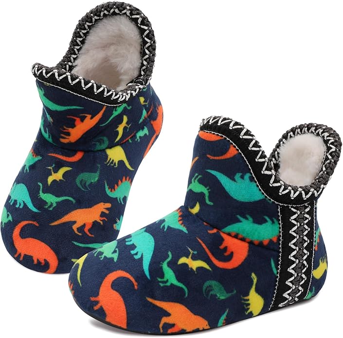 LeIsfIt Toddler Slippers Boys Girls Cozy Warm House Shoes Kids Non-slip Winter Slipper Booties Slip on Plush Lining Sock Slippers