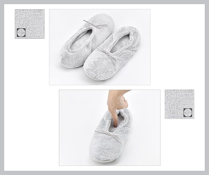 DICUIRD Women's Ballerina Slippers Lightweight House Slippers with Stretchable Heel Design