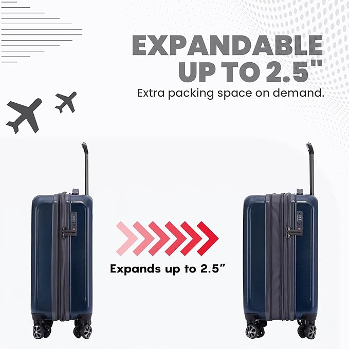 Spyder Rails 25 Inch Expandable Hardside Checked Suitcase with 360° Spinner Wheels, TSA Approved Lock