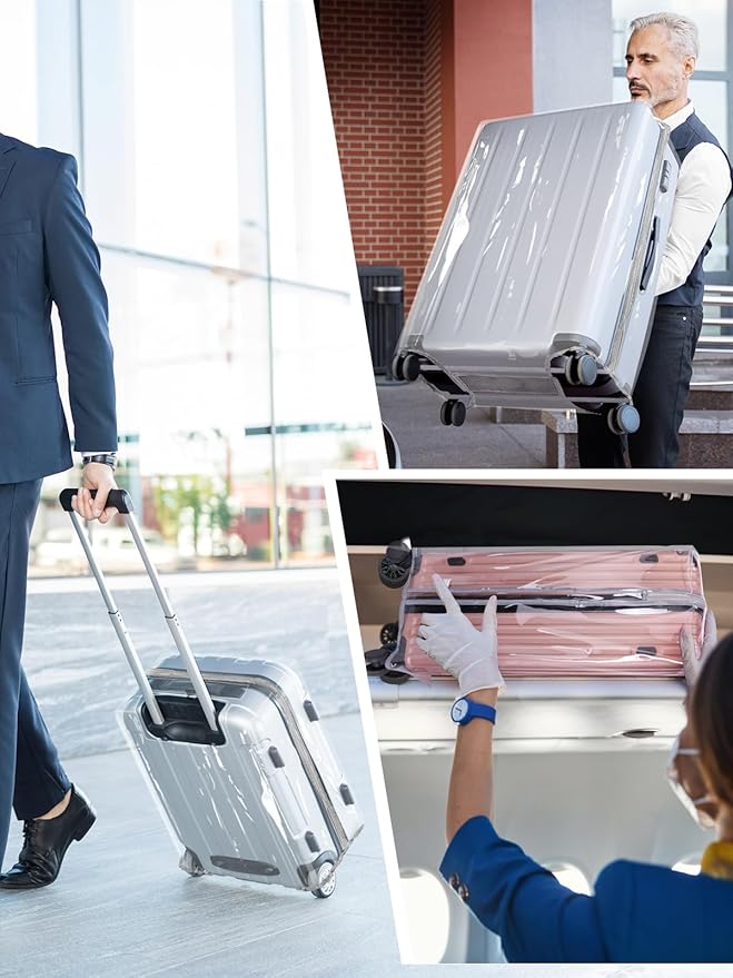 Yotako Upgraded Zippered Clear PVC Suitcase Cover, 28 Inch Luggage Covers for Suitcase Luggage Protector Cover 28''