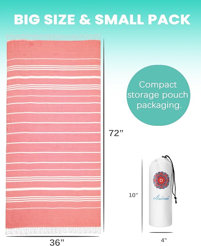 Antfuny Turkish Beach Towels Vacation Essentials Pool Towel for Women Birthday, Teacher Appreciation Thank You Gifts, Mothers Days Bridesmaid Bride Girlfriend Friendship Sister 40th Retirement Gift