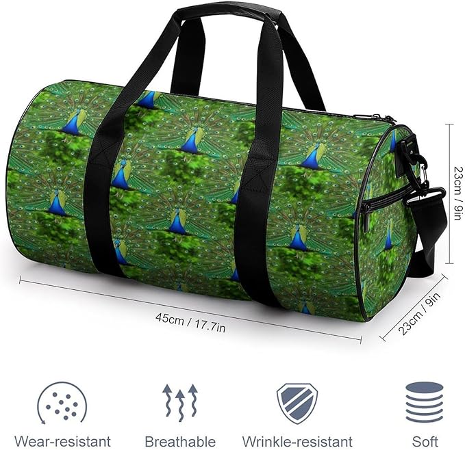 Overnight Weekender Travel Bag Peacock Feather Gym Sports Travel Workout Bag Basketball Football Weekender Bags