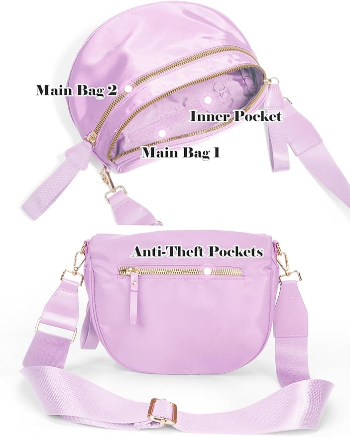Pure Colour Crossbody Bag Bum Bag for Women,Spacious Purse Fanny Packs Belt Bag,Oversized Bum Bag (Colour Bum Bag-Light Purple)