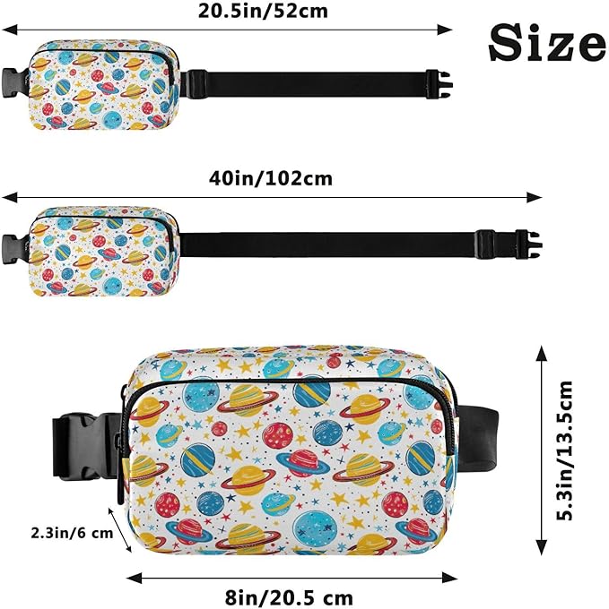 Kawaii Planets Universe Fanny Pack for Women Men Water Resistant Fashion Waist Packs with Adjustable Strap Belt Bag for Travel Workout Jogging Hiking 21219304