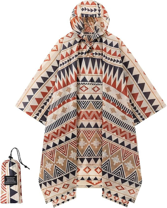 Hooded Rain Poncho for Adults - Waterproof Rain Coat and Lightweight Jacket 3-in-1 Multi-Function with Pockets