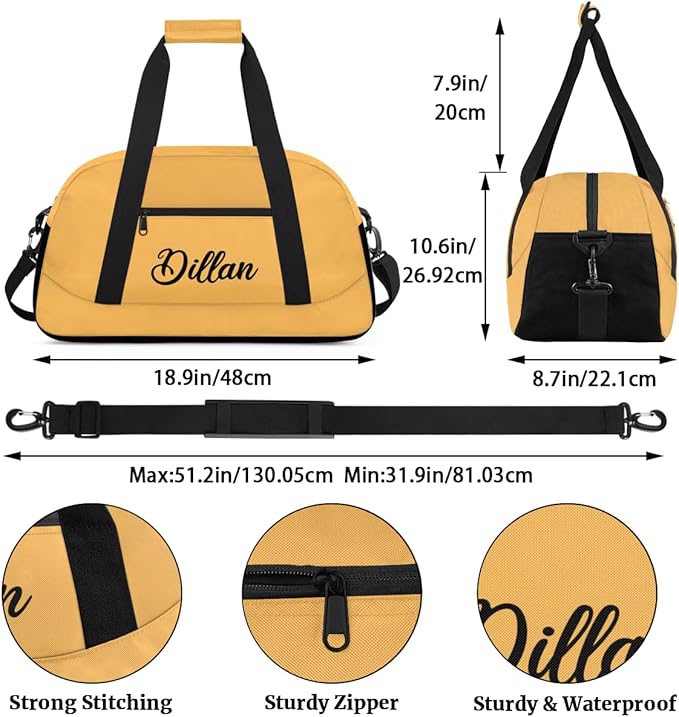 Custom Name Gym Duffel for Kids,Personalized Sports Bag Lightweight Gym Bags for Boys & Girls,Fitness Travel Weekender for Travel, Workout Peach