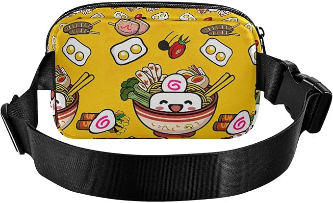 Kawaii Noddle Fanny Pack for Women Men Water Resistant Fashion Waist Packs with Adjustable Strap Belt Bag for Travel Workout Jogging Hiking 21219006