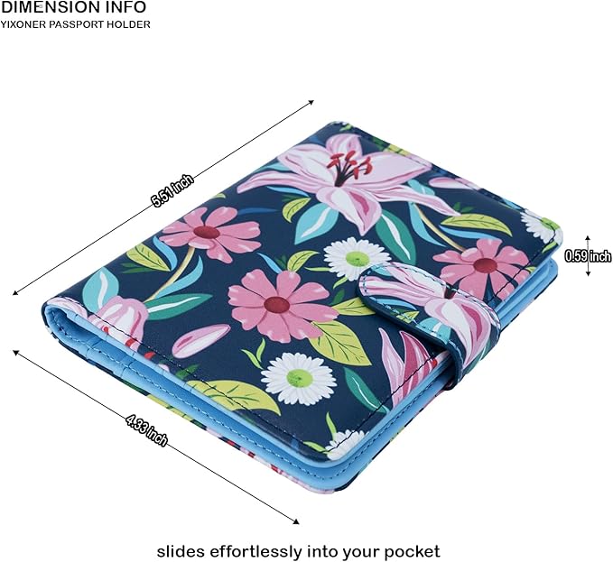 Passport Holder For Travel, RFID Blocking Passport Wallet, Passport Cover Secure & Front Pocket Money Holder For Men & Women, Travel Wallet, Lily With Daisy, Advanced Version