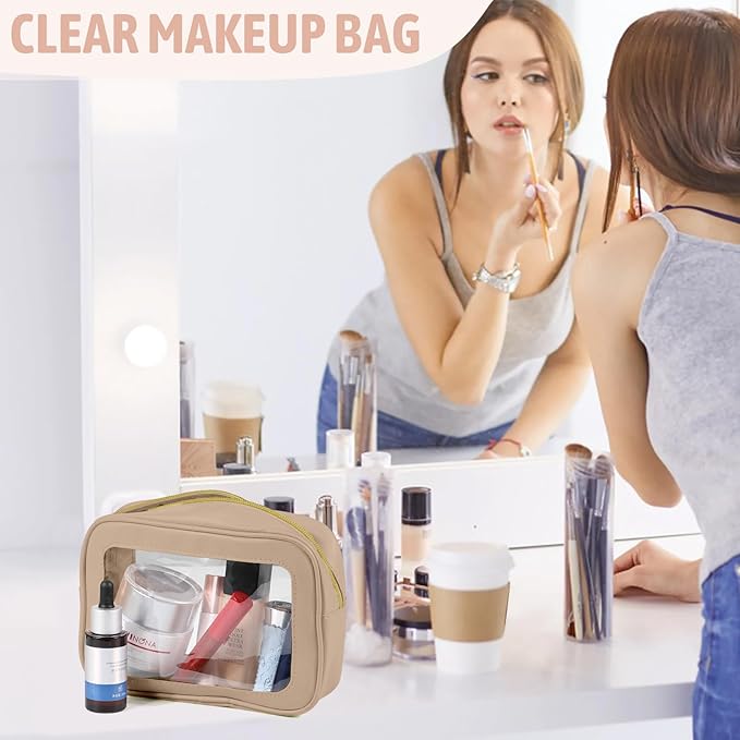6PCS Clear Toiletry Bag,TSA Approved Travel Pouch with Zipper for Cosmetics and Toiletries，Diaper Bag Organizer Pouch Set, Purse Organizer and Clear Car Bag for Women and Kids