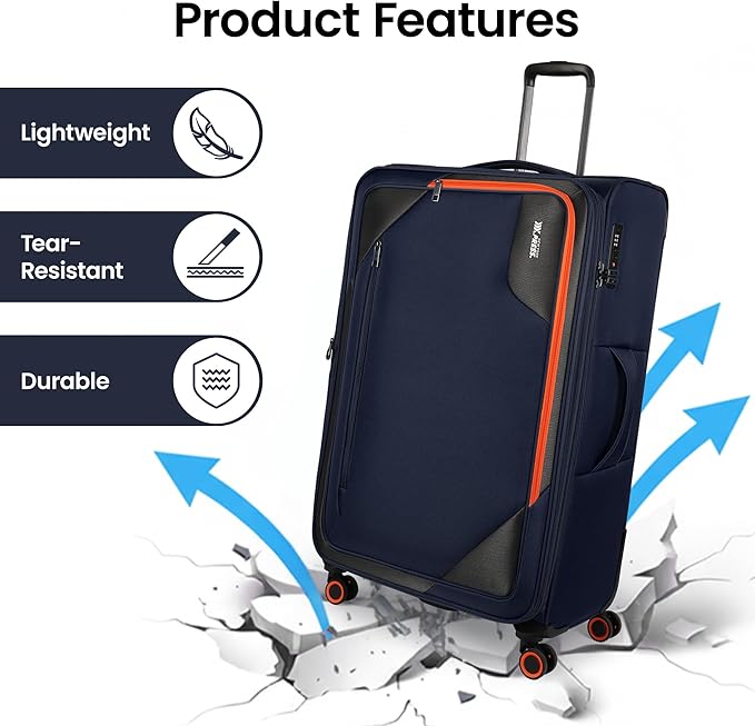 Suitcases with Wheels 32 inch Luggage,Large Softside Suitcase Expandable 20% w/TSA LOCK,Lightweight Travel Suitcase for Men/Women（Navy,32in）