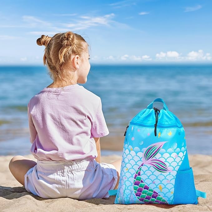 WAWSAM Gym Drawstring Backpack String Bag - 15” x 17” Sports Gym Bag for Kids Waterproof Swimming Beach Shopping Yoga Bag