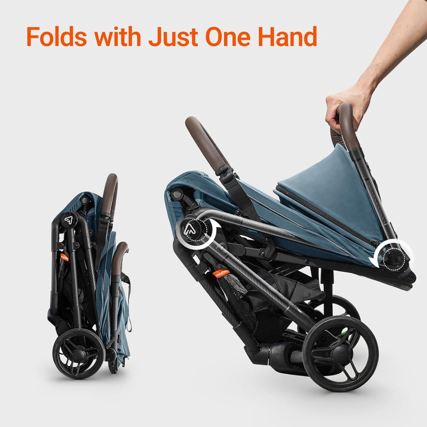 Lightweight Baby Travel Stroller with Carbon Fiber Frame, Compact & Airplane-Friendly, One-Handed Folding Design, 11.6 lbs, Perfect for Toddlers, Blue