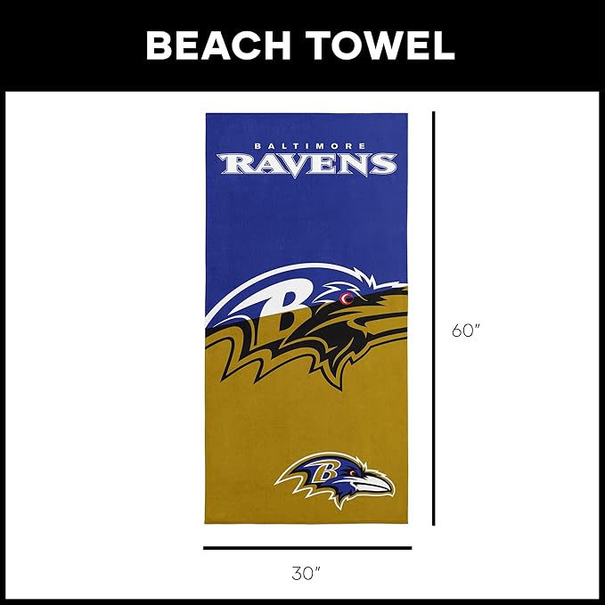 Northwest NFL Oversized Microfiber Beach Towel, 60 x 70 Inches – Quick Dry, Sand Resistant, Lightweight, Highly Absorbent, Shibori Design