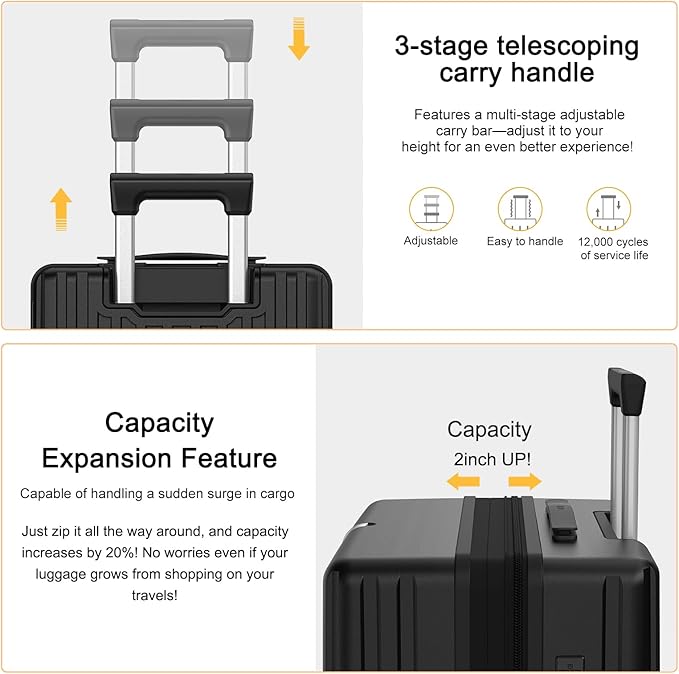 24 Inch Medium Luggage with Spinner Wheels & TSA Approved Lock, 24" Lightweight Expandable Luggage Hard Shell PC Scratchproof,Medium Hardside Checked Suitcase for Travel