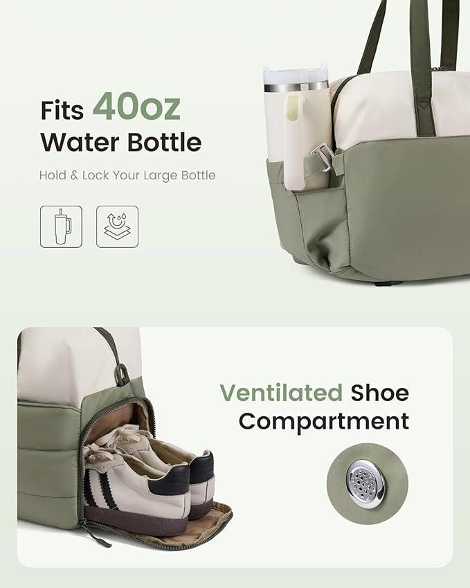 LOVEVOOK Small Gym Bag for Women with Large Tumbler Holder Pocket, Carry on Weekender Travel Duffel Bag with Shoe Compartment, Overnight Mini Personal Bag with pouch for Workout Sport Dance Yoga
