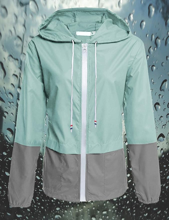 Avoogue Raincoat Women Lightweight Waterproof Rain Jackets Packable Outdoor Hooded Windbreaker