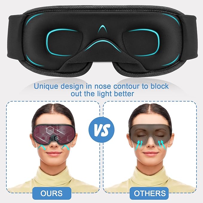 Sleep Mask, Super Soft Eye Mask for Sleeping, Upgraded 100% Blockout Light Sleep Masks for Women with Adjustable Strap, 3D Contoured Cup Eye Covers for Sleeping, Red