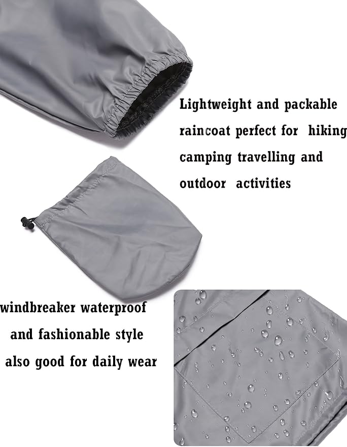 Avoogue Plus Size Raincoat Women Waterproof Rain Jacket Packable Outdoor Hooded Windbreaker