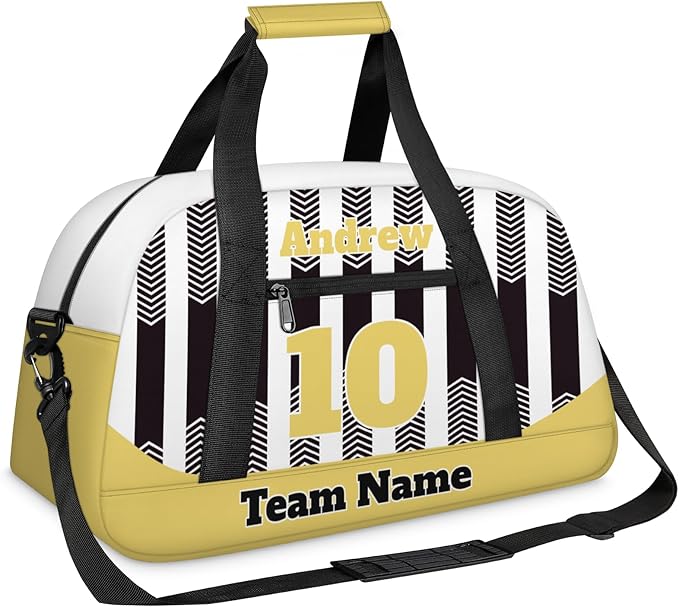 Basketball Soccer Gifts for Boys Girls - Custom Sports Duffle Bag, Personalized Name & Team Bag, Water-Resistant Gym Bag for Basketball, Soccer, Volleyball | Y-Black Yellow