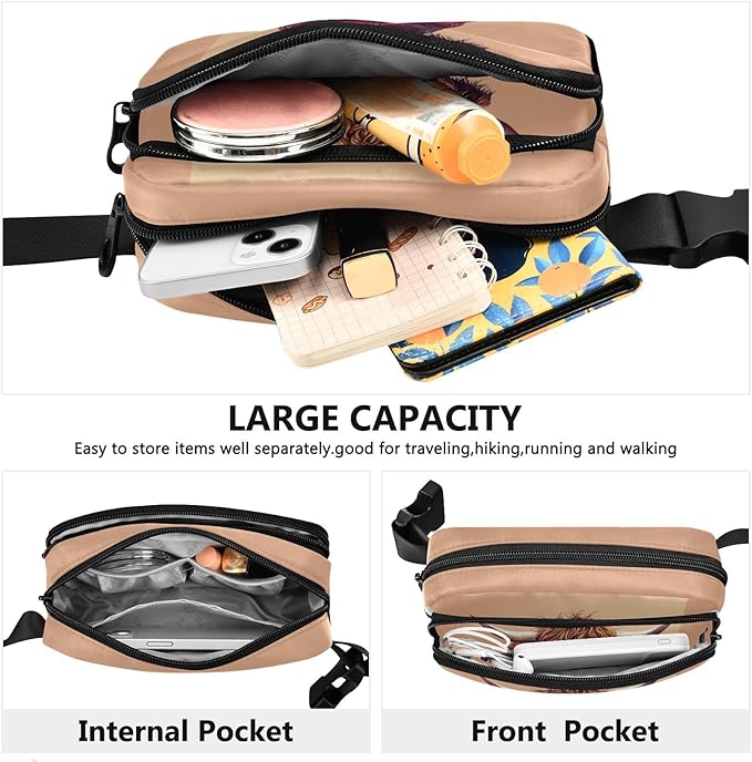 Highland Cow in A Plaid Scarf Fanny Pack for Women Men Water Resistant Fashion Waist Packs with Adjustable Strap Belt Bag for Travel Workout Jogging Hiking 21218650