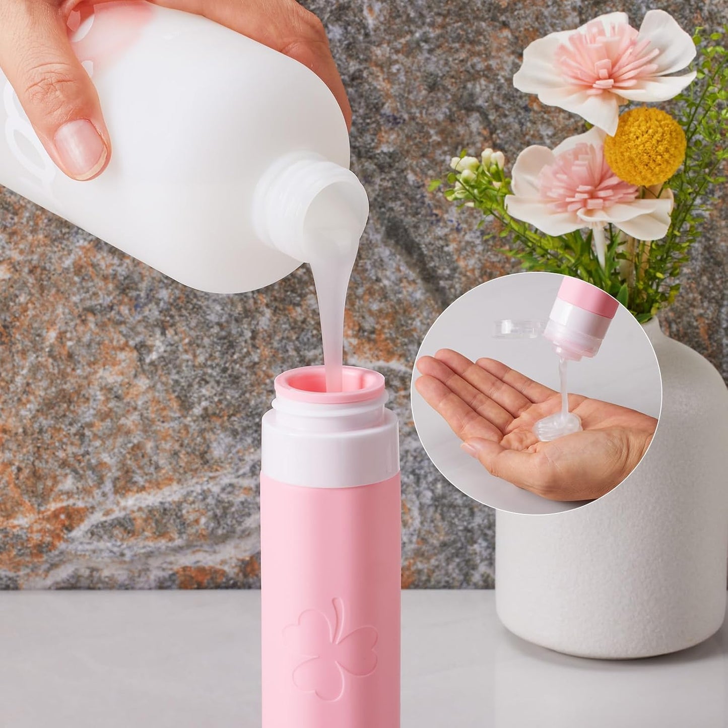 INSFIT Travel Bottles for Toiletries 23pack, TSA Approved Travel Size Toiletries, Airplane Essentials for Creams, Shampoo, Cosmetic Liquids