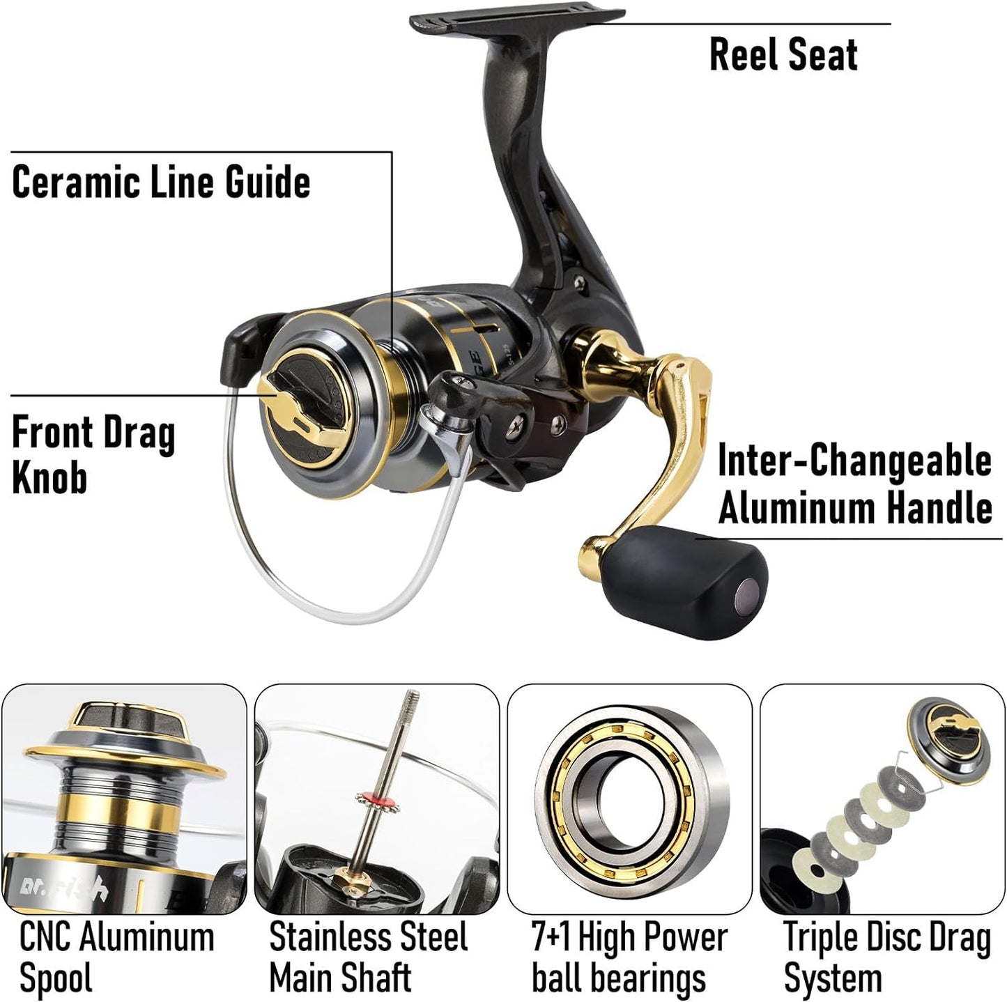 Dr.Fish Fishing Rod and Reel Combos 125-Pieces Telescopic Spinning Pole Reel Gear Equipment Set with Tackle Bag for Adult Collapsible Travel Complete Fishing Set Men Starter Freshwater Saltwater