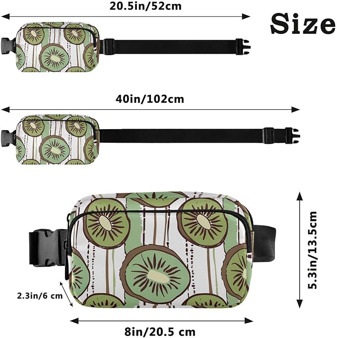 Kiwi Fruit Stripe Fanny Pack for Women Men Water Resistant Fashion Waist Packs with Adjustable Strap Belt Bag for Travel Workout Jogging Hiking 21220506