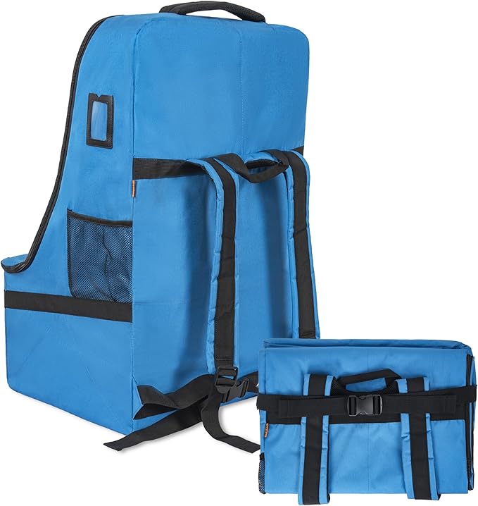 Car Seat Travel Bag Heavy Duty Car Seat Bag for Airplane Gate Check Car Seat Backpack with Shoulder Strap, Blue