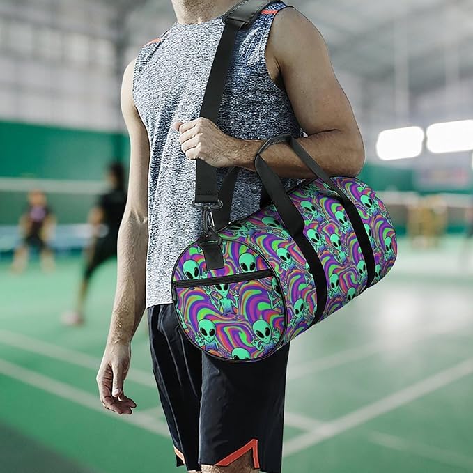 Weekender Carry on Beach Yoga Overnight Luggage Bag Gym Sports Travel Workout Bag Overnight Bags (Cool Alien Tie Dye)