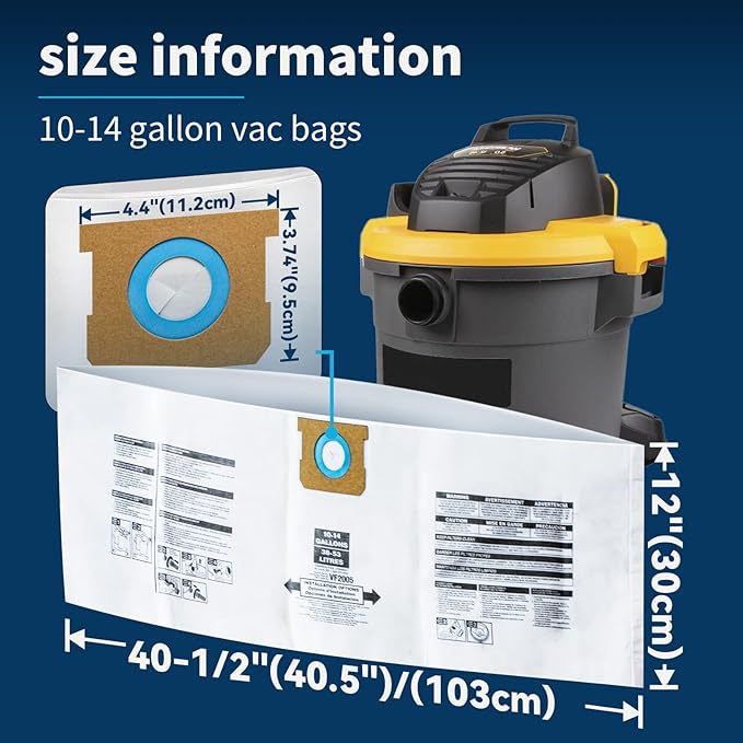 3 Pack Shop Vac 10-14 Gallon Bags. ALYYDBG Type F 90662 9066200 9066233, Type I 90672 9067200 9067233, VF2005, CMXZVBE3877, CMXZVBE38768 Disposable Dust Bags